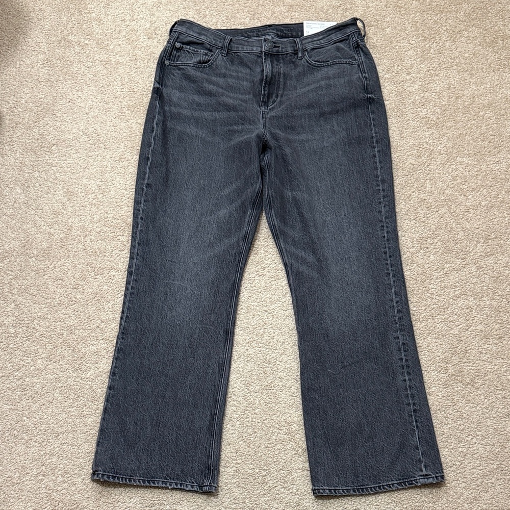 NWT American Eagle 90s Bootcut High Rise Black Wash Jeans Size 14 Short